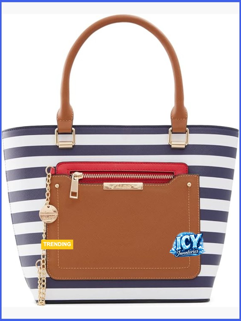 Faux Leather Tote Bag With Adjustable Strap And 3 Compartments